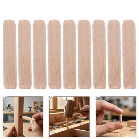 100 Pieces Fluted Wood Dowel Pins with Beveled Ends 0.25 Inch by 1.2 Inch Unfinished Sanded Dowels for DIY Crafts and Outdoor Projects
