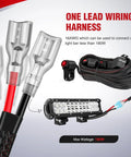 Close-up of 16 AWG Wiring Harness Kit With 1 Lead 12V Motorcycle Handlebar Switch, relay, and inline fuse for LED light bar.