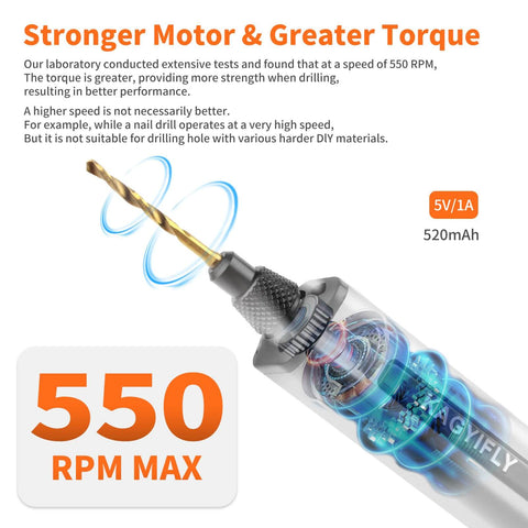 Cordless Mini Drill Pen With 10 Bits Brushless Motor 0.2 Nm Torque 550 RPM LED Lights Rechargeable Hand Drill Set