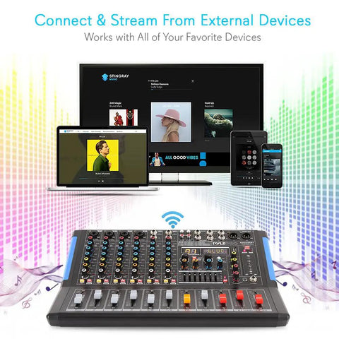 8 Channel Console Style DJ Mixer With Bluetooth For Home Studio And Live Sets Pro DJ Sound Controller streaming devices