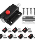 Spring Loaded Button Latch Set For Cabinets And Chests, Ultra Quiet Smooth One Touch Operation, 8 Pack With Screws And Baffles, ABS Zinc Alloy Build