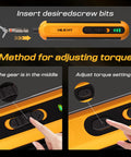 4V Cordless Electric Screwdriver Set With USB C Charge LED Light 26 S2 Bits Dual Activation torque adjusting demonstration