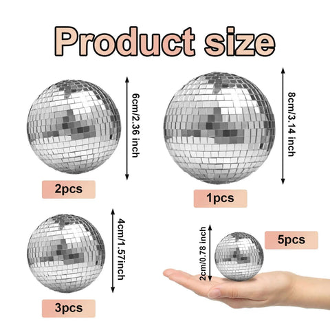 11 Piece Disco Ball Cake Decorations Set With Mirror Ball Toppers For Cakes And Party Tables Includes 4 Sizes 8cm 6cm 4cm And 2cm