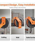 Kickass Retractable Air Hose Reel Auto Rewind 1/2 In X 50 Ft Hybrid Polymer Air Hose Max 300 Psi compact design for easy ceiling or wall mounting