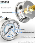 Components of Stainless Steel Dry Pressure Gauge Heavy Duty 0 To 300 Psi One Quarter Inch NPT Center Back Mount 2 Inch Dial Waterproof