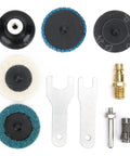 Kickass Pneumatic Die Grinder With 90 Degree Angle Head For Hella Smooth Metal And Wood Deburring Air Powered Rotary Tool accessories including wire and felt discs.