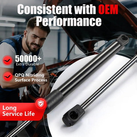 No Sweat Swap Heavy Duty Rear Hatch Struts For 2004 To 2009 Toyota Prius Hatchback Replaces 4094 95493 smooth gas shocks in image.