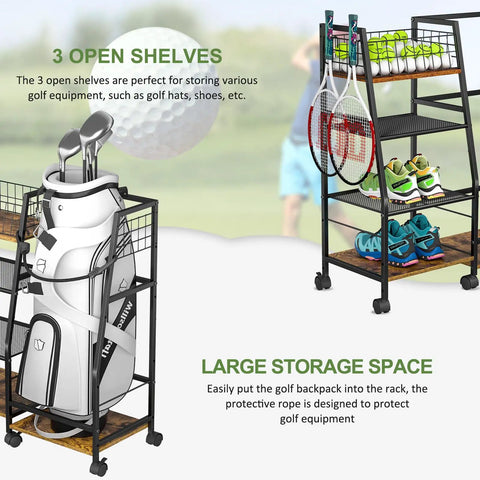 Golf Bag Storage Cart With Wheels Organizer For A Single Golf Bag And Gear Ideal For Home Garage Club Shed Or Basement
