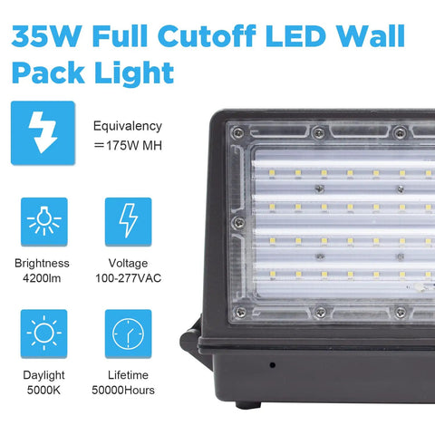 Wall Pack Light 35W Behemoth Bright 4,200 Lumen 5000K Daylight Outdoor Area Light Fixture For Warehouses And Garages