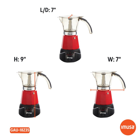 Kickstart Your Day With This Dope Compact Electric Espresso Coffee Maker Featuring A Seriously Cool Touch Handle And Versatile 3 6 Cup Capacity For Quick Perky Shots In Bold Red - dimensions 7x7x9 inches.