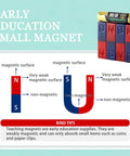 Diagram showing Two Pack Kid-Friendly Bar Magnets with clear North and South Poles for hands-on science experiments.