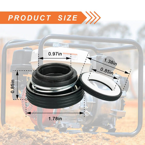 Honda 4 Pcs Mechanical Seals Replacement Kit For 2 Inch And 3 Inch Gas Semi Trash Water Pumps Fits WB30XT3 WT30XK4A WB20XT3 WH20XTAF And Compatible With Champion Predator Generac Pulsar Pumps Pro Grade, black and white seal size view