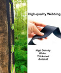 Double Thickened And Widened Four Step Climbing Aider with high-density webbing shown against a tree for hunting tree steps.