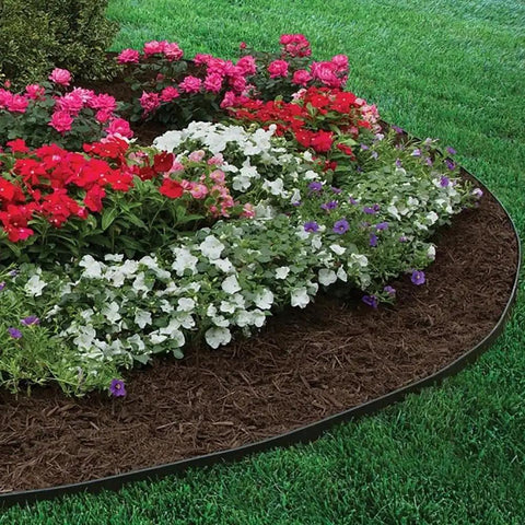 Garden with 2 Inch Tall Garden Landscape Edging Kit With 20 Ft Length And 20 Spiral Spikes Black Plastic Border For Lawn