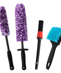 4 Pack Wheel And Tire Cleaning Brush Kit For Cars, Motorcycles, RVs And Trucks, Ultra Soft Synthetic Woolies, 360 Bendable Bristles, No Spatter, Includes Stiff Tire Brush And Soft Detailing Brush For Rims, Hubs And A Next Level Clean, four brushes