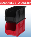 Image of stackable storage bins, demonstrating durability and space efficiency, ideal for organization in various settings.