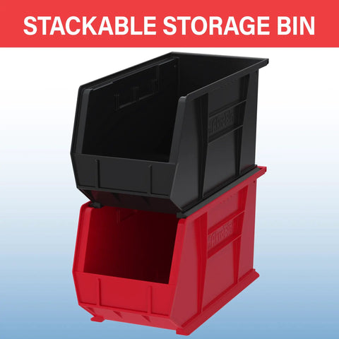 Heavy-Duty Plastic Storage Bins That Stack Up For Garage Pantry And Craft Room Space-Saving Multi-Purpose Organizer Bins holds 60 lbs