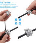 Heavy Duty Zinc Wire Clamps Bulk Pack Of Fifty Secure Electrical Box Connectors With Ironclad Strain Relief Fittings, shown during installation.