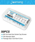 M6 Flat Head Hex Socket Cap Screws Assortment Kit 50Pcs Stainless Steel 304 Countersunk Bolts package with sizes 10-25mm