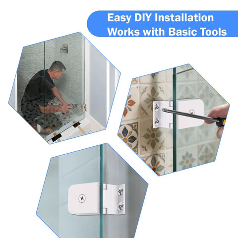 Two Pack Replacement Glass Shower Door Hinges For One Quarter Inch Thick Doors, Frameless Style being installed easily