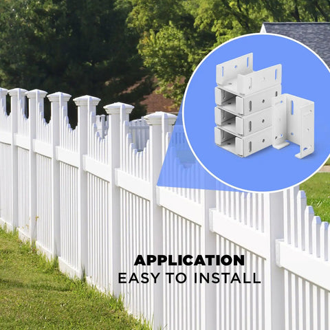Heavy Duty 2-3/4 Inch Rails Brackets Kit For Vinyl Fence Panels To Posts White Aluminum Brackets Set Of 24 Durable Metal Replacement For Plastic Brackets