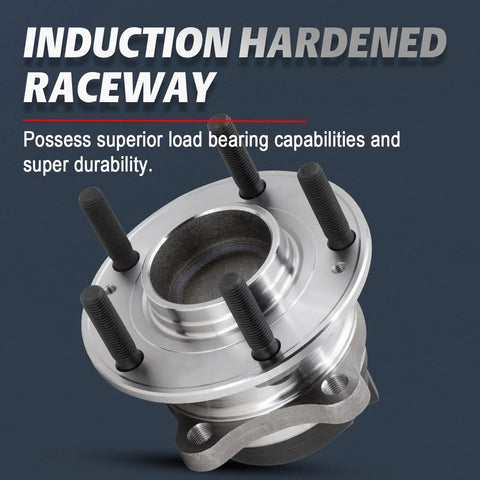 Drop In Front And Rear Wheel Bearing And Hub Assembly For 2007 2014 Hyundai Santa Fe 2013 2014 Santa Fe Sport 2007 2012 Veracruz 2011 2015 Kia Sorento FWD Replacement Kit 512326 513266 featuring induction hardened raceway and black mounting studs.