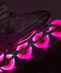 Adjustable Inline Skates For Girls With Illuminating Front Wheels Built For Cool Easy Learning Ride Comfortable And Durable Rollerblades For Beginners And Intermediate Riders glowing in the dark.