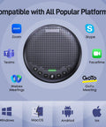 All In One Conference Speakerphone With Eight Mic Array Plus Satellite Mic, 360 Degree Voice Pickup, compatible with platforms.