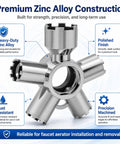 Badass 10 In 1 Heavy Duty Metal Faucet Aerator Removal Tool And Multi Size Aerator Key For M165 M185 M215 M22 M24 M28 Hidden Recessed Housing showing premium zinc alloy construction.