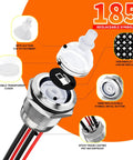 Two Pack 19mm Latching Push Button Switch Stainless Steel IP67 Waterproof LED Indicator With 185 Interchangeable Symbols For 12V 24V Marine Boat Car Audio Light Power Control Green Light 20A Plug N Play product display with components and replaceable symbols.