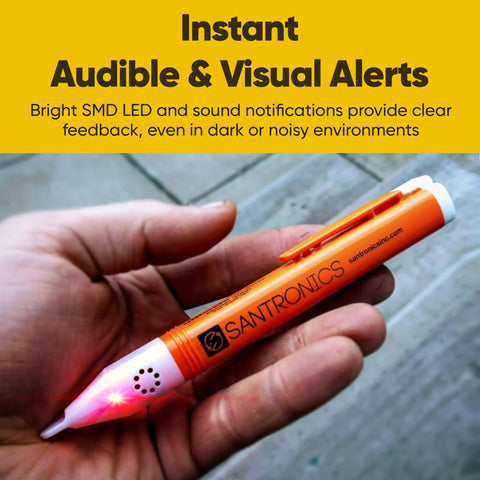 Hand holding Ultimate AC Sensor Non Contact Voltage Tester Pen Sized Go To Pro Grade Tool Detects 50 To 1000V AC