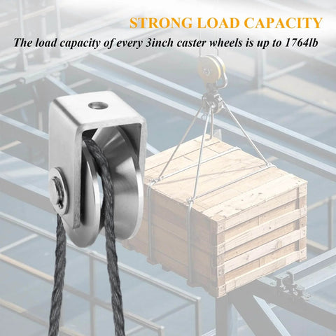 Beefy Heavy Duty V Groove Wheel Pulley For Doors And Sliding Gates with stainless bracket lifting a wooden crate