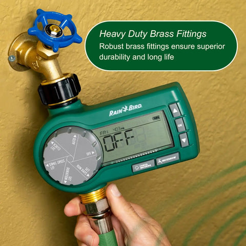 Premium Digital Hose End Timer Controller For One Zone Sprinklers, Battery Operated, Brass Inlet And Outlet, 7 Day Scheduling