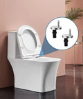 Two Pack Quick Release Toilet Seat Hinges For Blind Hole Fixes on a modern toilet with stainless steel and rubber components.