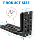 DSLR L Bracket Quick Release Plate showing measurements for Arca compatible design with thread holes for stabilizers
