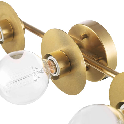 Matte Brass All-In-One 5-Piece Bathroom Set With 20-Inch 3-Light Vanity Light, Towel Bar, Towel Ring, Toilet Paper Holder, Robe Hook - Over-Mirror Powder Room Lighting With Grandmillennial Vibe
