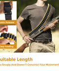Shotgun Shell Holder With 56 Hole Tactical Shoulder Strap For 12 Gauge Shells, adjustable, easy loading, in outdoor use.