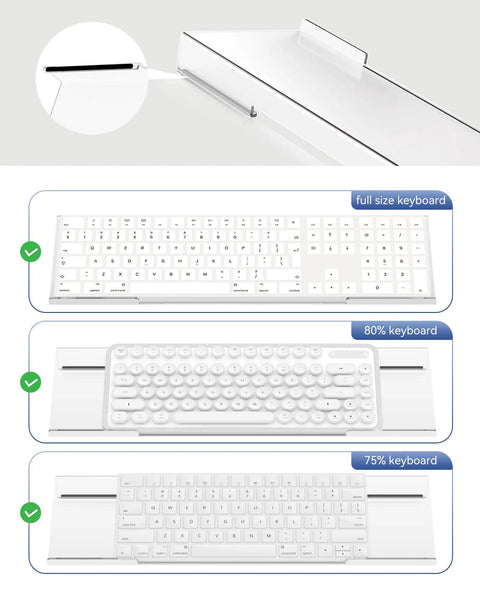 Clear Acrylic Keyboard Stand For Desktop With Built In Wrist Rest Ergonomic Tilted Elevated Keyboard Tray Holder Riser with keyboard sizes