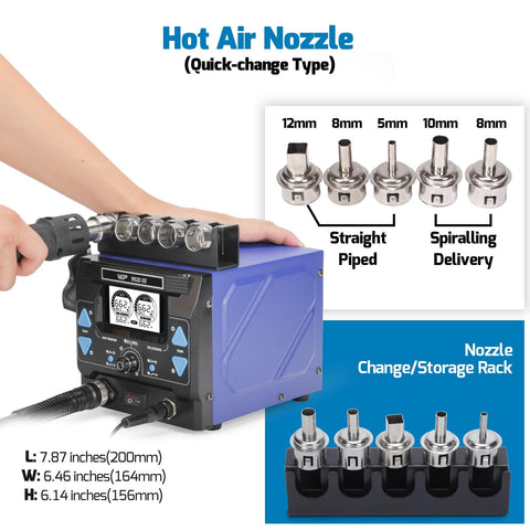 2 In 1 Soldering Station And Hot Air Rework Station Beast Mode Heavy Duty 1000W Kit with nozzles and storage rack