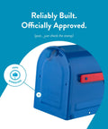 Blue Medium Post Mounted Outdoor Mailbox Weatherproof And Rust Resistant Galvanized Steel Construction Built To Withstand Rain Snow And Sun For Year Round Reliability And Everyday Use