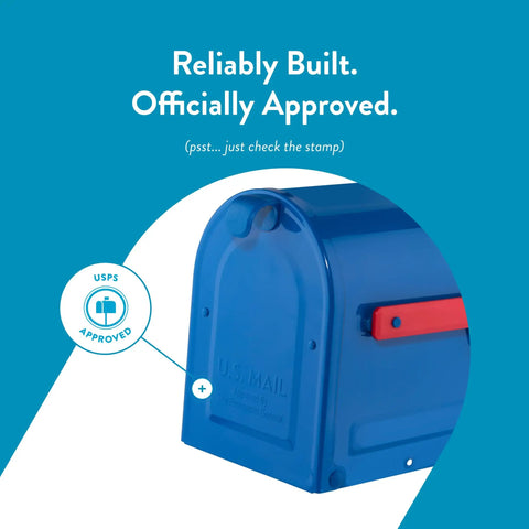 Blue Medium Post Mounted Outdoor Mailbox Weatherproof And Rust Resistant Galvanized Steel Construction Built To Withstand Rain Snow And Sun For Year Round Reliability And Everyday Use