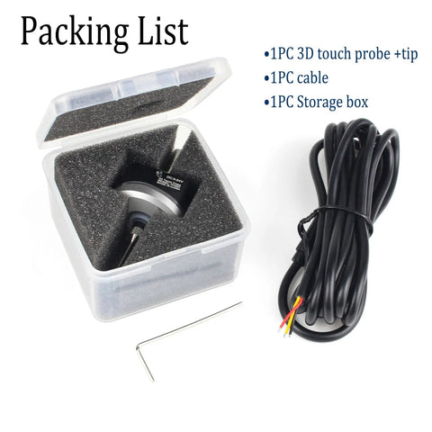 3D Edge Finder Touch Probe For CNC Machines And DIY Routers With 6mm Shank And 2.0mm Tungsten Ball Tip, 2M Cable, XYZ Sensor in box