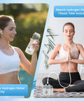 Portable Hydrogen Water Bottle With 2300ppb Molecular Hydrogen And PEM SPE Technology, 15oz used by women for hydration and breathing.
