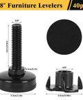 Close-up of Beefy 40 Pcs Adjustable Leveling Feet With T Nut Kit Three Eighths Inch Sixteen Thread Heavy Duty Metal Levelers