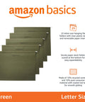 Heavy Duty Green Hanging File Folders With Adjustable Tabs And Removable Label Inserts For Standard Letter Size Papers, set of five shown.