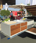 Beefy Heavy Duty Drawer Slide With Lock In And Lock Out For 10 To 60 Inch Drawers, Three Fold Guide, Smooth Silent Operation, Rust Resistant Electroplated And Powder Coated Finish, Tough Steel Construction For Long Lasting Performance installed on outdoor drawer unit