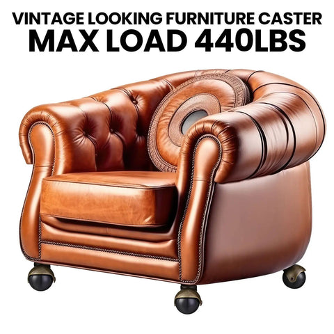 Heavy Duty Four Pack Two Inch Vintage Antique Brass Ball Caster Wheels With Slick 360 Spin Bearing for sofa with vintage design and max load 440lbs.