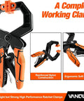 Front view of Beefy 4 Pack Quick Release Ratcheting Wood Clamps For Woodworking Heavy Duty Hand Clamps With Ergonomic Handles