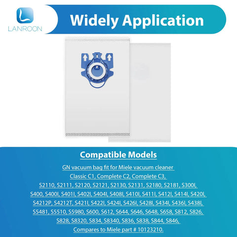 Image of 24 Pack GN Vacuum Bags For Miele Canister Vacuums, showing the bag design with a blue fitting for Classic C1 C2 C3.