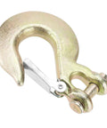 2 Pack 1/2 Inch G70 Forged Steel Clevis Grab Hook With Safety Latch, zinc plated, heavy-duty towing hook for winch chains.